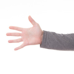 Man hand sign isolated on white background