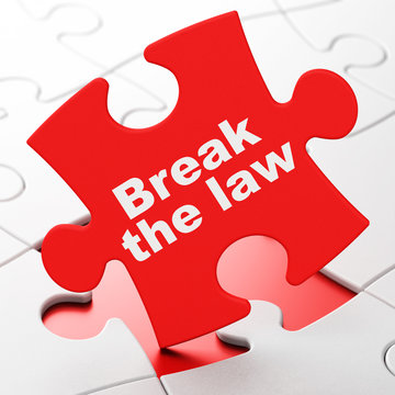 Law concept: Break The Law on puzzle background