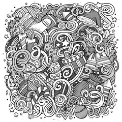 Cartoon cute doodles New Year illustration