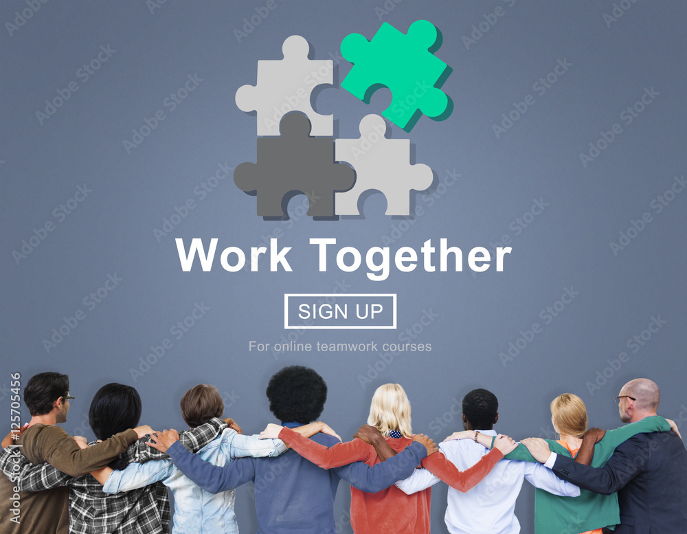 Sticker work together teamwork collaboration union unity concept - Stickers
