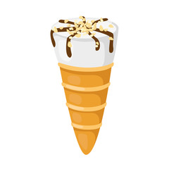 Funny cartoon cute ice cream. Isolated vector illustration. Flat icon. Beautiful sweet ice cream. Flat design. Vector clip art