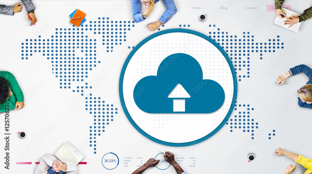 Wall mural Cloud Computing Globalization Connection Technology Concept - Wall murals