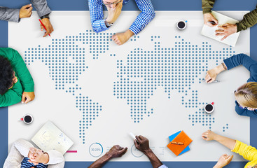 World Global Business Cartography Communication Concept - obrazy, fototapety, plakaty