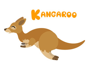 Vector letter K kangaroo cute children alphabet illustration