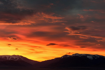 mountain clouds sky sunset orange