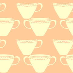 Seamless pattern with tea cups.