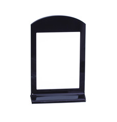 Transparent acrylic table stand display for menu isolated, white background