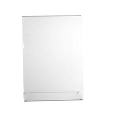 Transparent acrylic table stand display for menu isolated, white background