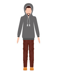 avatar man standing and wearing winter clothes. over white background. vector illustration