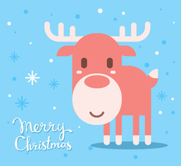 Vector illustration of red christmas reindeer with handwritten t