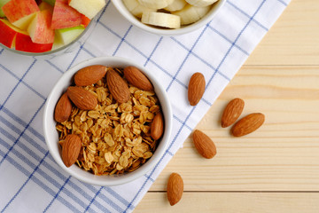 Muesli granola and fruit.