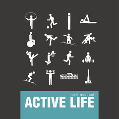 active lifestyle stick man set