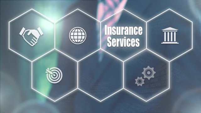 Businessman pressing a Business Insurance Services concept