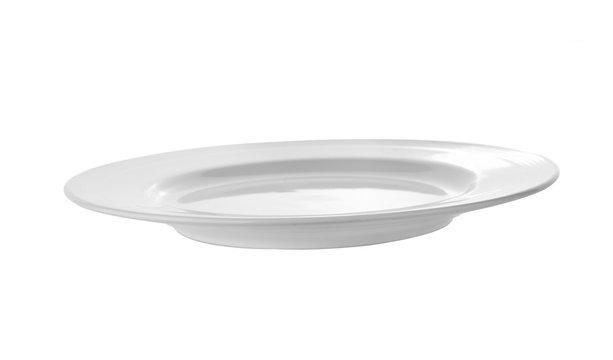 Empty white plate isolated on a white background