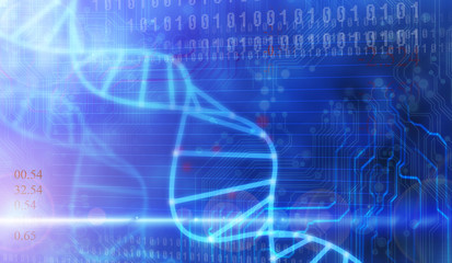 glass DNA molecule over blue abstract background