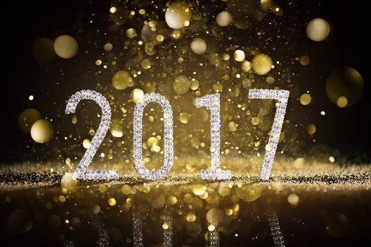 Happy New Year 2017 - Diamonds Numbers And Glittering
