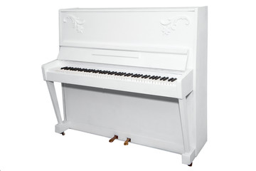 white piano isolated on a white background