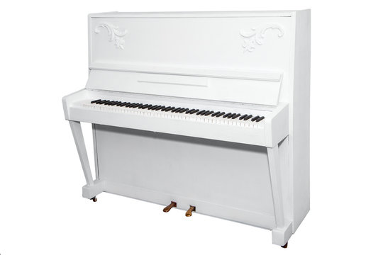 White Piano Isolated On A White Background