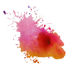Abstract watercolor stain with splashes multicolor