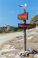 Lighthouse sign on the cies islands