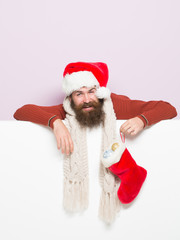 christmas man with decorative stocking
