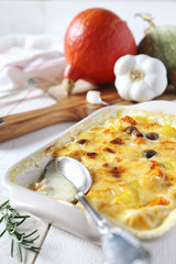 Vegetable gratin and ingredients