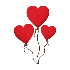 Fototapeta na wymiar red balloon in heart shape icon over white background. vector illustration