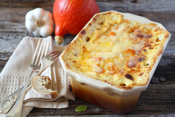 Vegetable pumpkin gratin with cheese