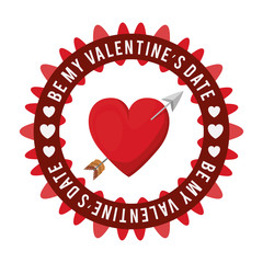 heart with arrow seal stamp over white background. be my valentine's date design. vector illustration