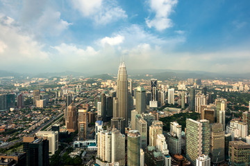 Fototapeta na wymiar Kuala Lumpur skyline and skyscraper before sunset in Malaysia.
