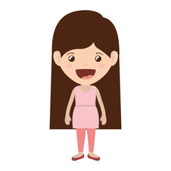 cartoon girl smiling and wearing casual clothes. happy kid icon. colorful and isolated design. vector illustration