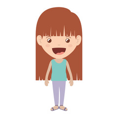 cartoon girl smiling and wearing casual clothes. happy kid icon. colorful and isolated design. vector illustration