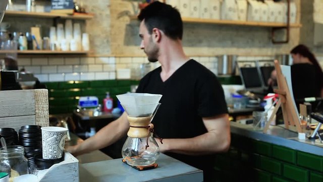 Barista preparing coffee