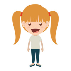 cartoon girl smiling and wearing casual clothes. happy kid icon. colorful and isolated design. vector illustration