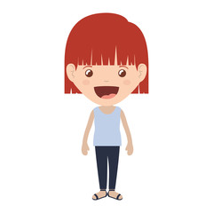 cartoon girl smiling and wearing casual clothes. happy kid icon. colorful and isolated design. vector illustration