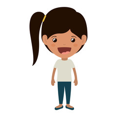 cartoon girl smiling and wearing casual clothes. happy kid icon. colorful and isolated design. vector illustration