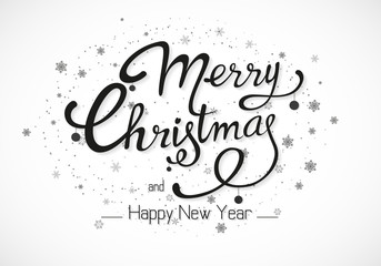 Vintage Merry Christmas And Happy New Year Lettering Vector illustration