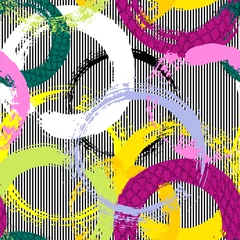 Foto op Plexiglas seamless background pattern, with circles, stripes, paint stroke © Kirsten Hinte