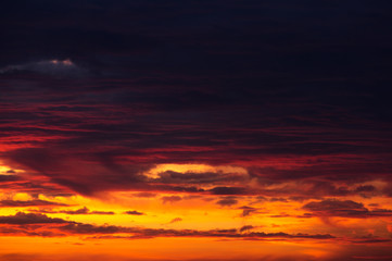 Scenic orange sunset sky background