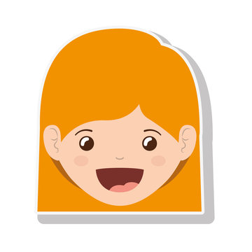 cartoon girl face smiling. happy kid icon. colorful and isolated design. vector illustration