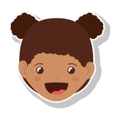 cartoon girl face smiling. happy kid icon. colorful and isolated design. vector illustration