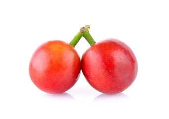 ripe coffee beans on white background