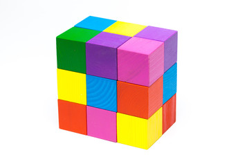 Fototapeta na wymiar colored children cubes on white isolated background