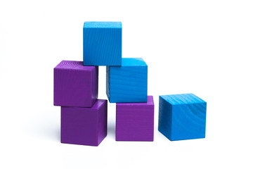 Obraz premium colored children cubes on white isolated background