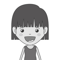 silhouette of cartoon girl smiling and wearing casual clothes. happy kid icon. isolated design. vector illustration