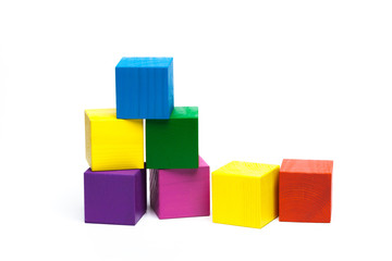 colored children cubes on  white isolated background