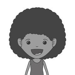 silhouette of cartoon girl smiling and wearing casual clothes. happy kid icon. isolated design. vector illustration