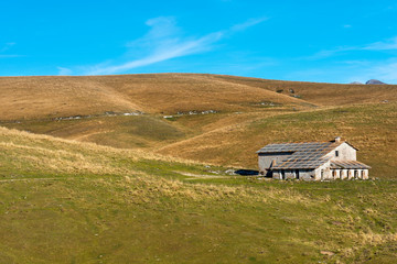 Farmhouse abandoned (Malga) in the plateau of Lessinia, Verona, Veneto, Italy