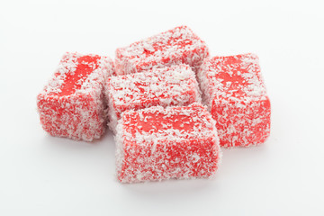 Tasty Turkish delight isolated on white