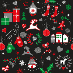 Seamless vector pattern with Christmas elements